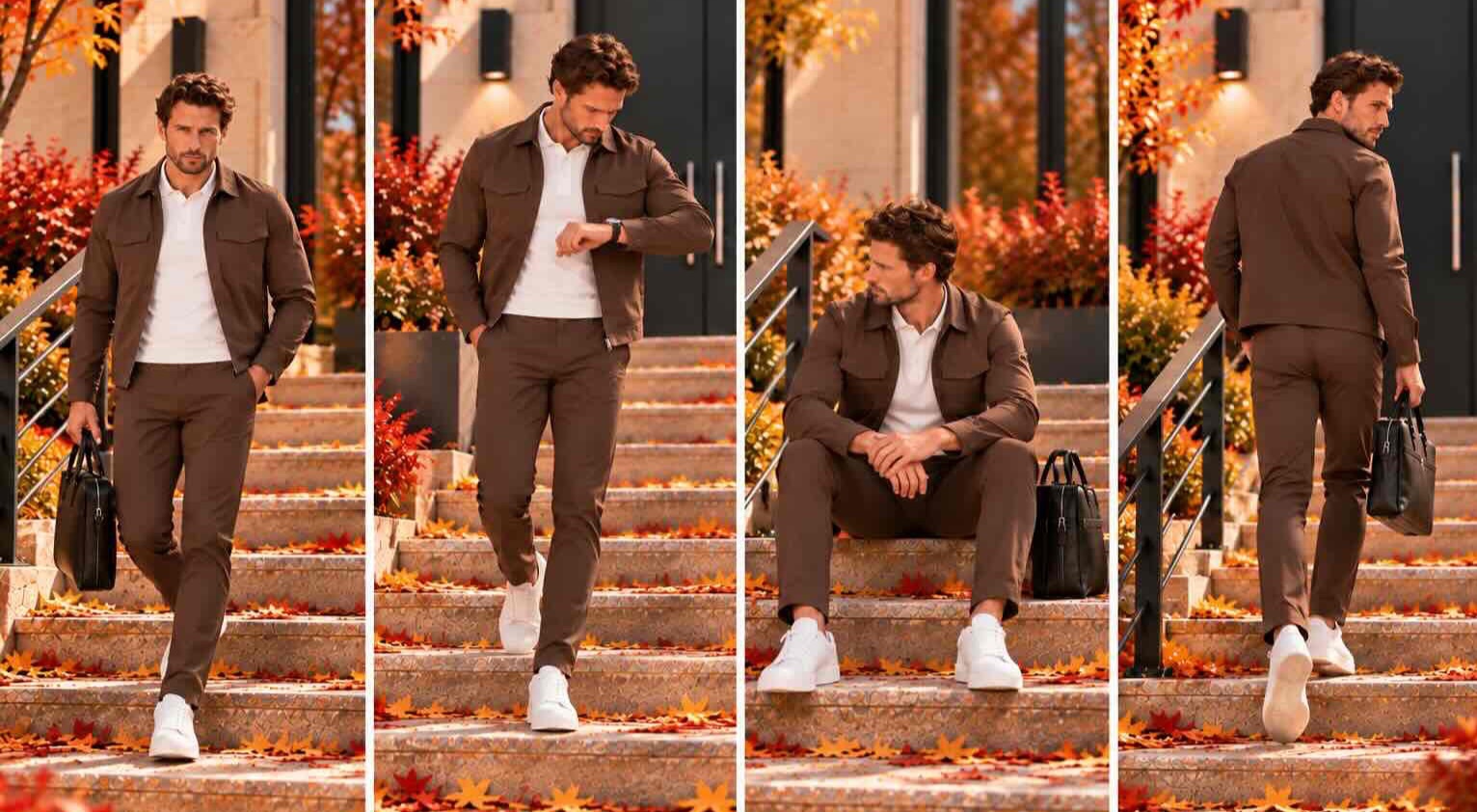 Mi-Piace men outfit in travestof kleur espresso