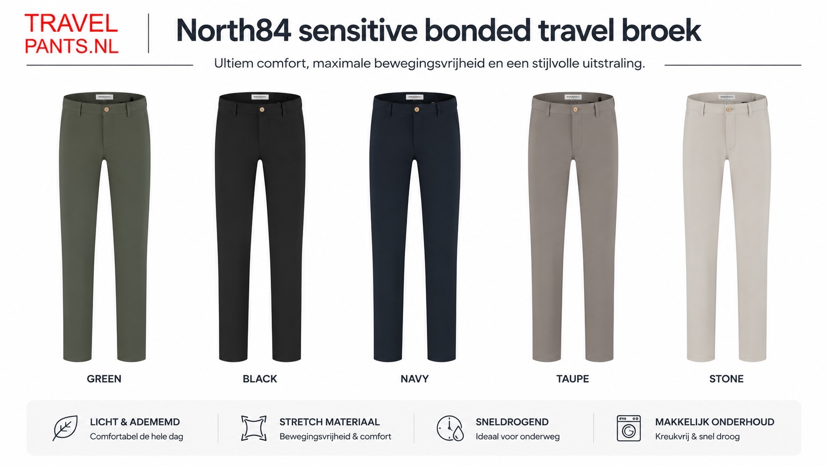 North84 sensitive travel pants bonded